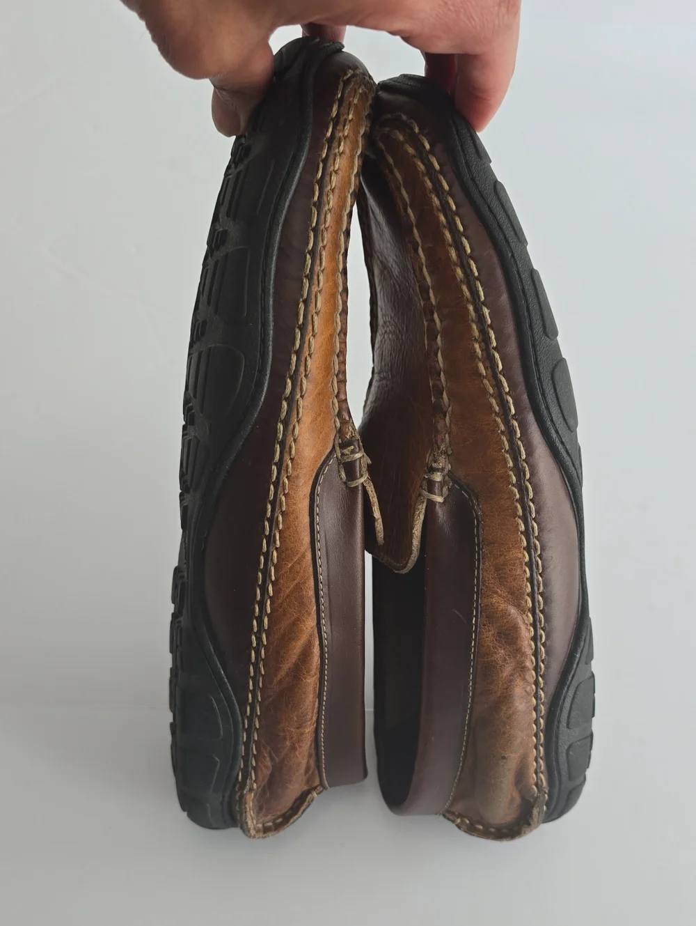 L.L. Bean Men's Allagash Bison Leather Driving Loafers  Mocs Two Tone Size 10